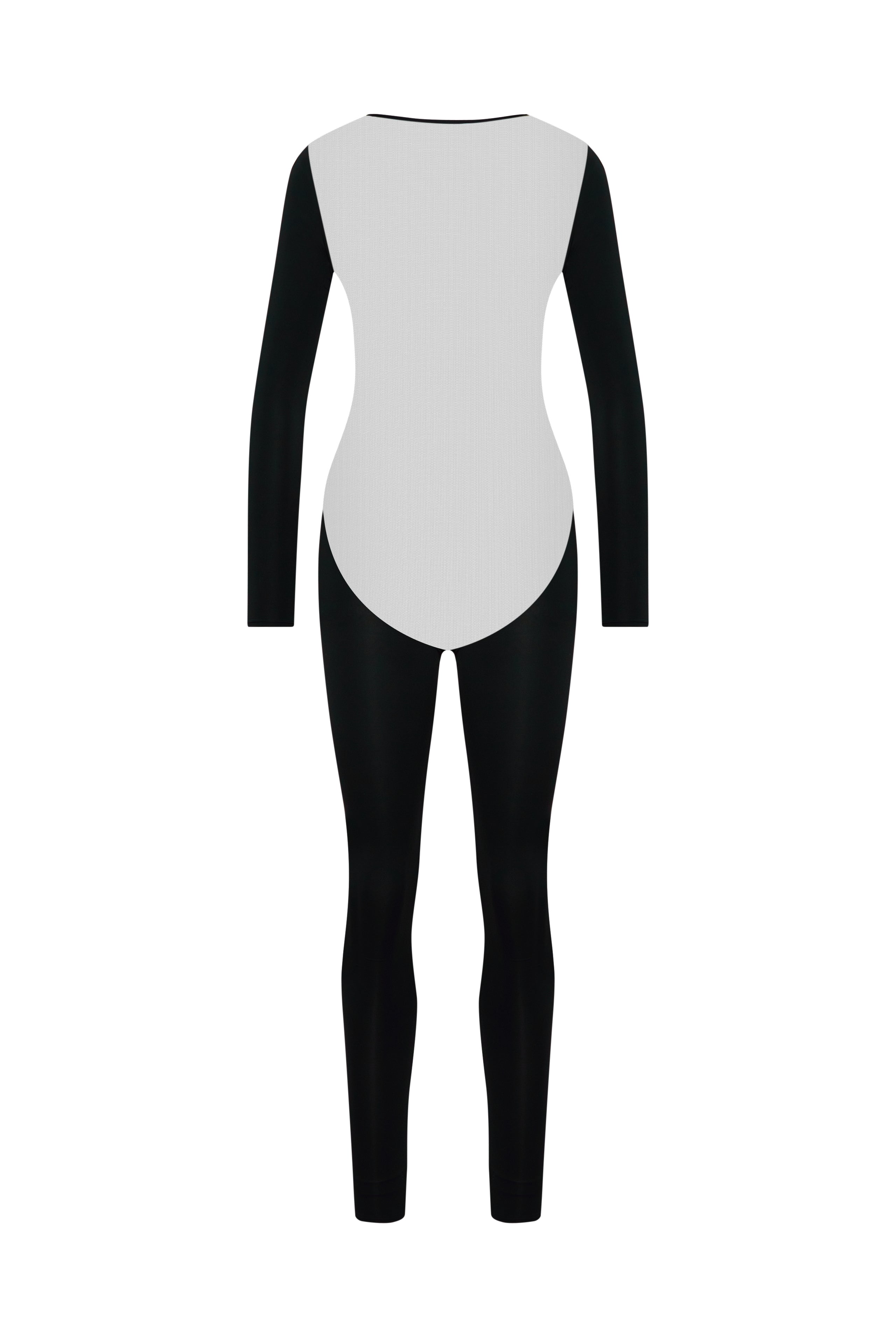 PURE TENTATION-CATSUIT MANICHE LUNGHE CON SCHIENA TRASPARENTE - NOIR