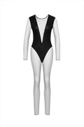 PURE TENTATION-CATSUIT COLLO A V MANICHE LUNGHE -NOIR