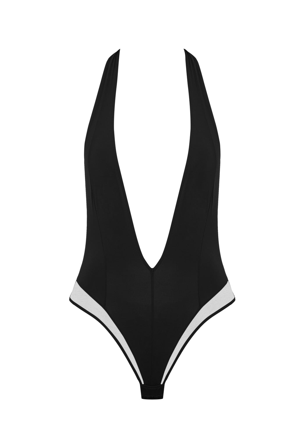 PURE TENTATION - BODY STRING CON SCOLLO A V - NERO