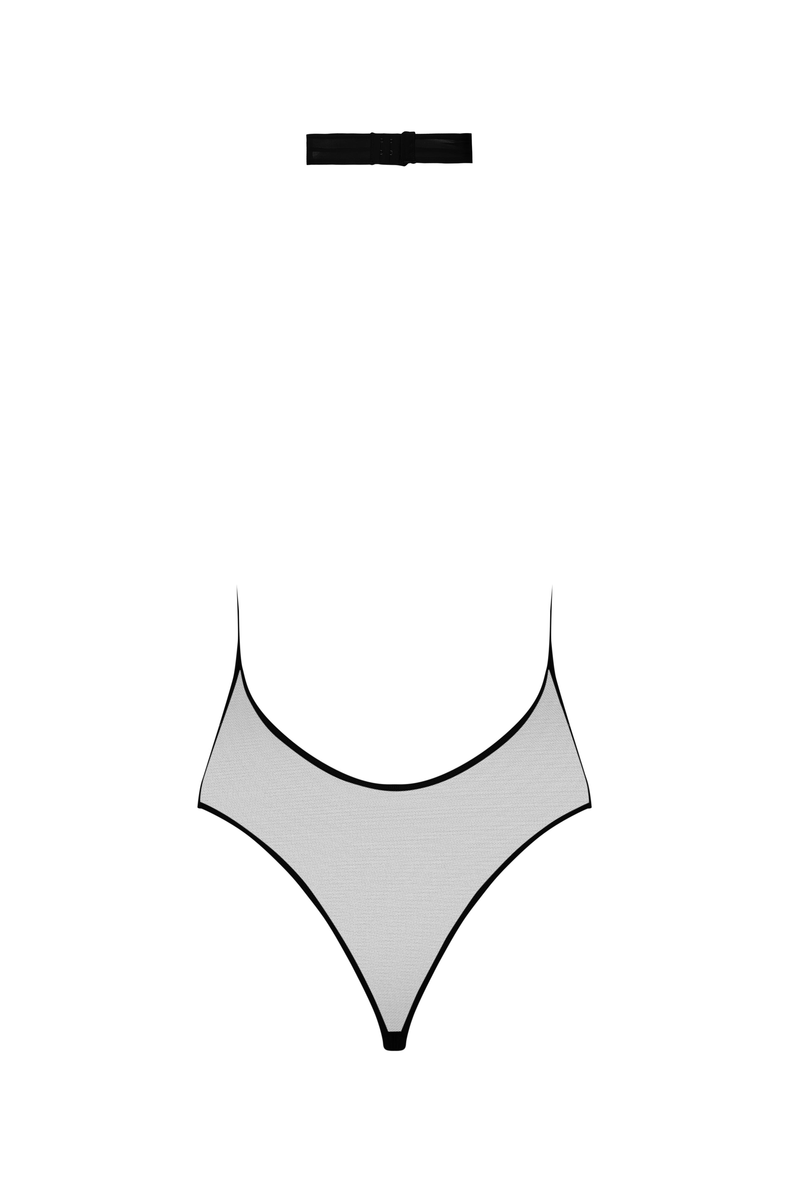 PURE TENTATION - BODY STRING CON SCOLLO A V - NERO